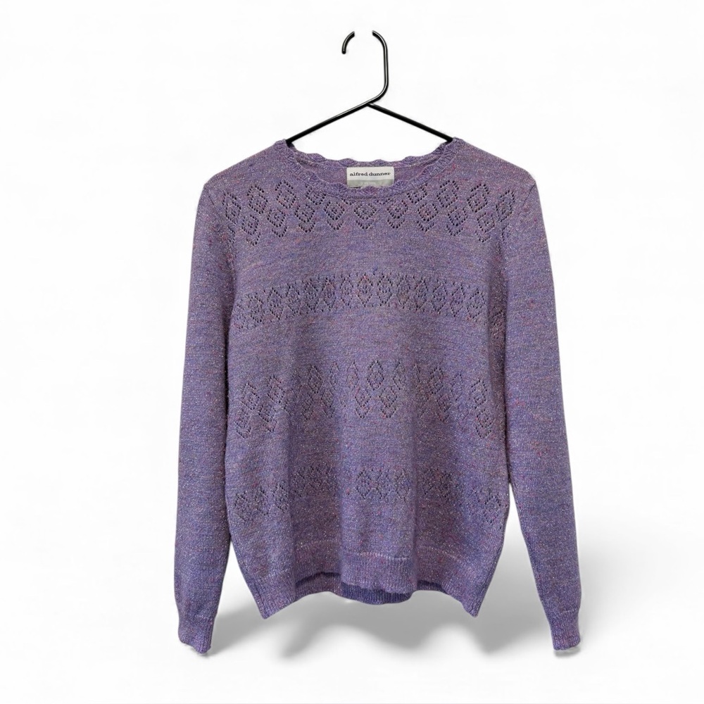 Alfred Dunner Petite Women's Purple with Silver Thread‎ Pullover Sweater Size MP